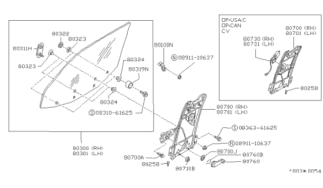 1990 Nissan 240SX Motor Regulator LH Diagram for 80731-F6100