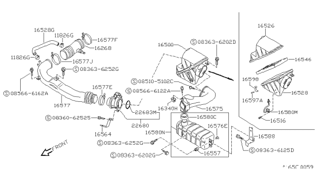 1990 Nissan 240SX Mass Air Flow Sensor Diagram for 22680-40F00