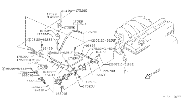1991 Nissan 240SX Pipe Assembly-Fuel Diagram for 17520-40F15