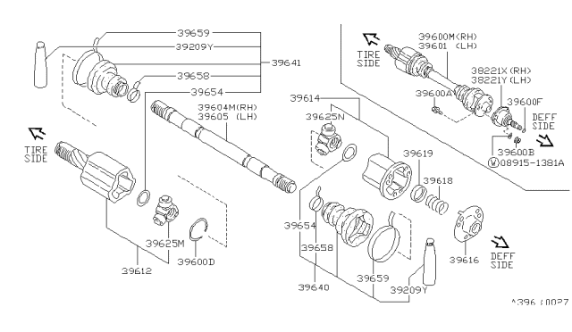 1993 Nissan 240SX Spider Slide Joint Diagram for 39720-10V11