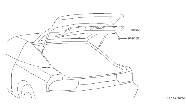 1990 Nissan 240SX Finisher Assy-Back Door Diagram for 90901-40F01