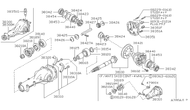 1992 Nissan 240SX Bearing-Pinion Front Diagram for 38140-V7000