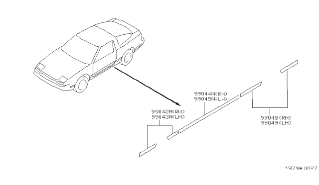 1994 Nissan 240SX Stripe-Accent,Rear Fender LH Diagram for K9039-52F12