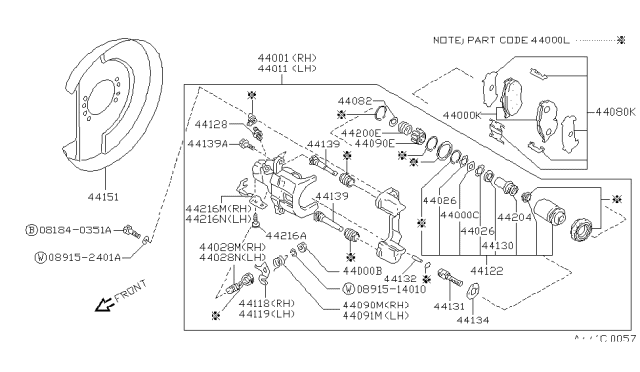 1992 Nissan 240SX Guide-Adjust Cable LH Diagram for 44196-35F00