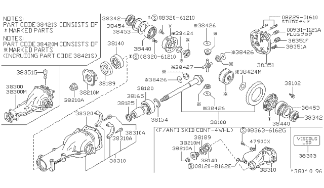 1990 Nissan 240SX Final Drive Assembly,W/SENSOR Diagram for 38301-53M01