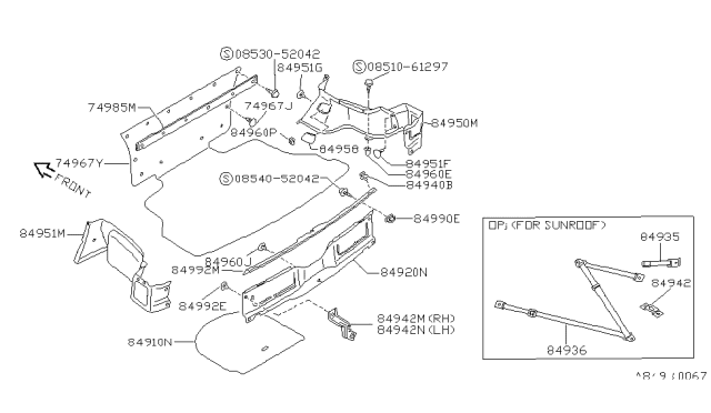 1989 Nissan 240SX Plate Luggage Rear Diagram for 84992-40F01
