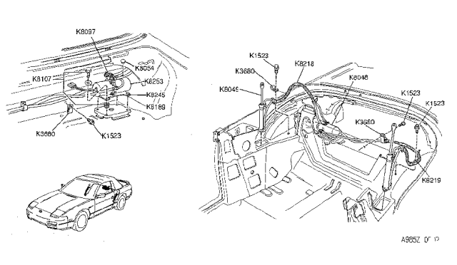 1992 Nissan 240SX Clamp Diagram for K3680-6X001