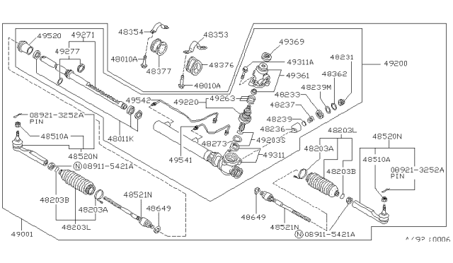 1992 Nissan 240SX Rack Assy-Power Steering Diagram for 49271-53F60