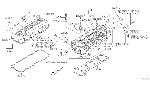 1989 Nissan 240SX Head Assy-Cylinder Diagram for 11041-40F80