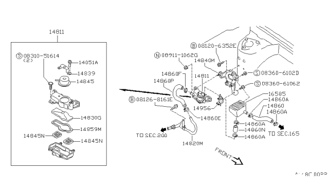 1992 Nissan 240SX RESONATOR Assembly Diagram for 16585-40F01