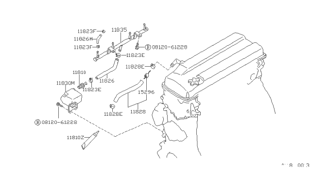 1991 Nissan 240SX Separator Assy-Breather Diagram for 11830-40F00
