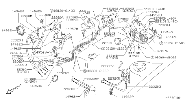 1993 Nissan 240SX Engine Control Vacuum Piping Diagram 3