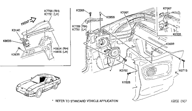 1994 Nissan 240SX Snap-Stud Diagram for K0698-9X001