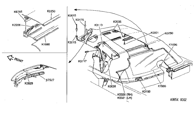 1994 Nissan 240SX Cable Assy-Side Retention Diagram for K3215-6X001