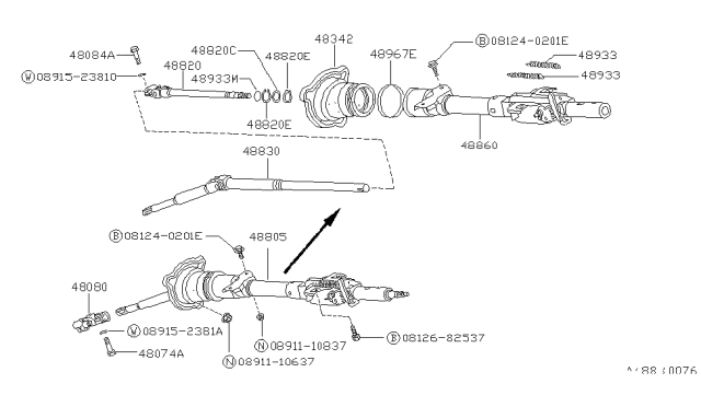1990 Nissan 240SX Column Assembly-Steering Impact Absorb Diagram for 48805-40F60