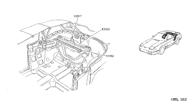 1992 Nissan 240SX Well Assy-Folding Top Diagram for K3269-6X001