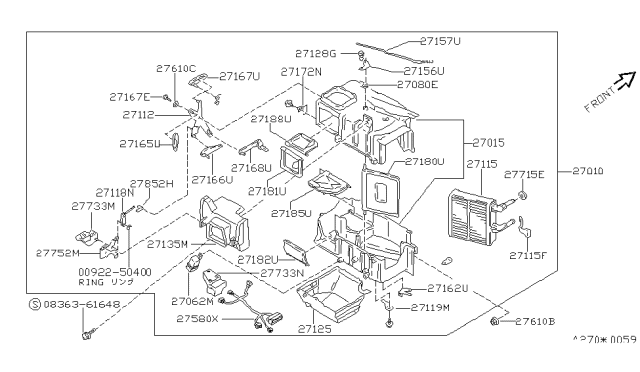 1991 Nissan 240SX Core Assembly-Heater Diagram for 27140-40F10