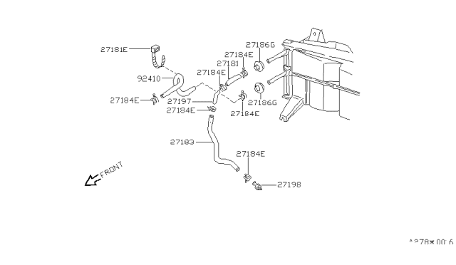 1991 Nissan 240SX Hose-Water Heater 2 Diagram for 92410-40F00