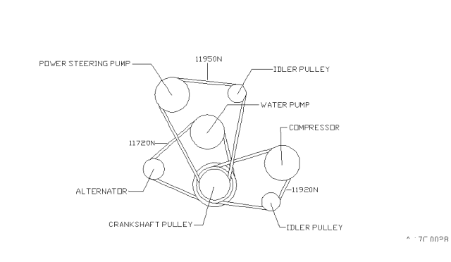 1992 Nissan 240SX Fan,Compressor & Power Steering Belt Diagram 2