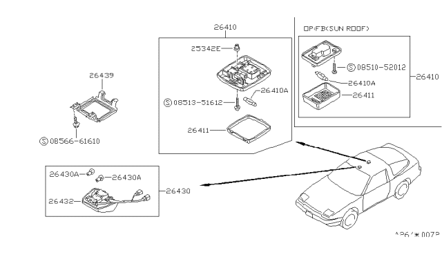 1993 Nissan 240SX Lamp Assembly-Map Diagram for 26430-35F12