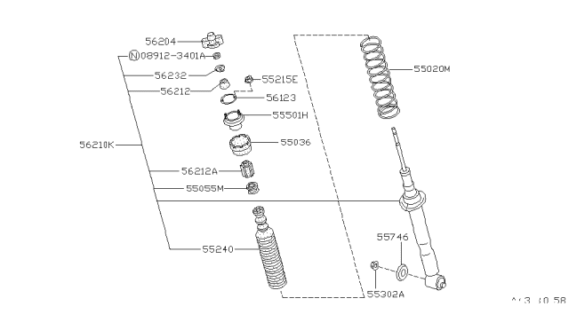 1990 Nissan 240SX Spring Rear Suspension Diagram for 55020-35F23
