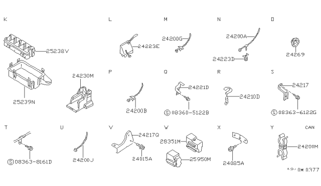 1994 Nissan 240SX Clip-Wiring Harness, A Diagram for 24225-89984