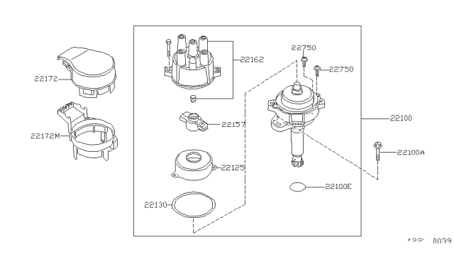 1994 Nissan 240SX Protector-Distributor Diagram for 22172-53F00
