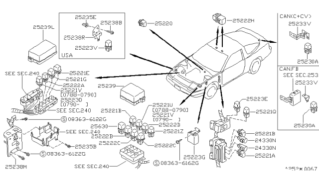 1993 Nissan 240SX Cover-Relay Diagram for 24382-53F00