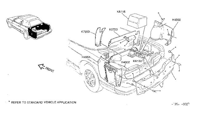 1993 Nissan 240SX Cover Wheel House LH Diagram for H4951-38F00