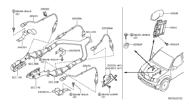 2010 Nissan Xterra Engine Control Module Diagram for 23710-ZZ70B