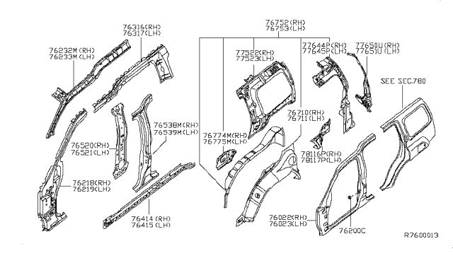2015 Nissan Xterra Body Side Panel Diagram