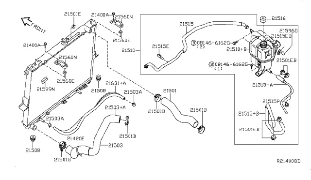 2014 Nissan Xterra Radiator,Shroud & Inverter Cooling Diagram 3