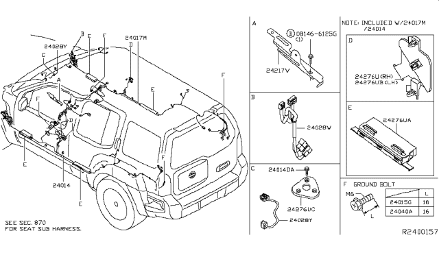 2014 Nissan Xterra Harness-Body, NO. 2 Diagram for 24017-9CJ0A