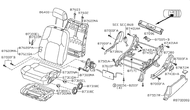 2008 Nissan Xterra Cushion Assembly - Front Seat Diagram for 87350-ZL40C
