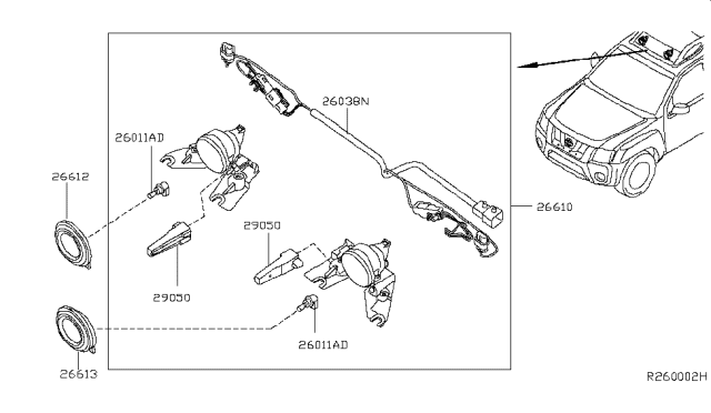 2015 Nissan Xterra Packing-Driving Lamp,RH Diagram for 26613-9CJ0B