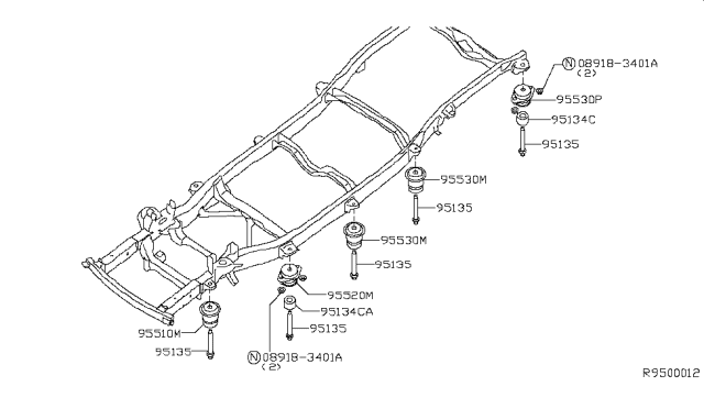 2005 Nissan Xterra Body Mounting Diagram 1