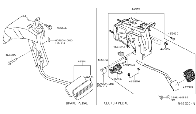 2005 Nissan Xterra Pad-Pedal Diagram for 46531-EA015