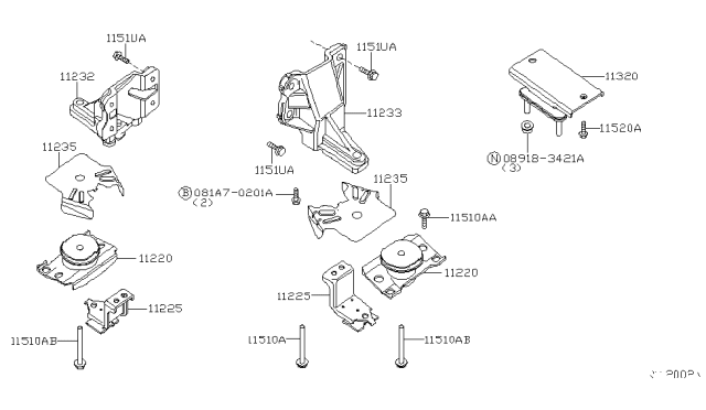 2014 Nissan Xterra Engine & Transmission Mounting Diagram 2