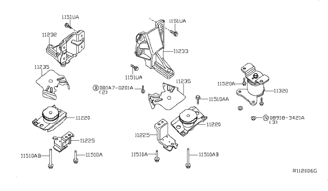 2013 Nissan Xterra Engine & Transmission Mounting Diagram 1