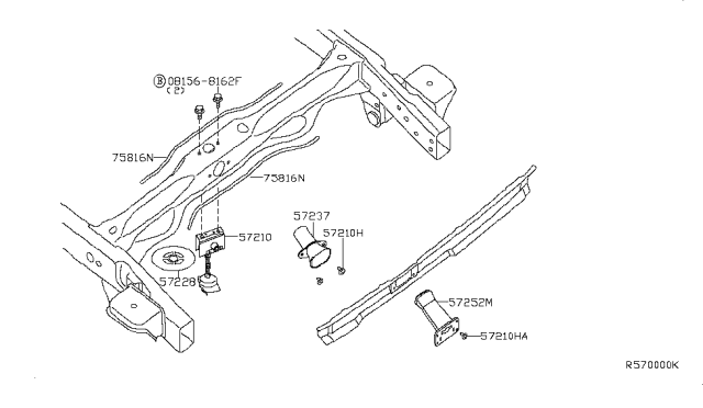 2007 Nissan Xterra Guide Assy-Spare Wheel Rod Diagram for 57252-EA000