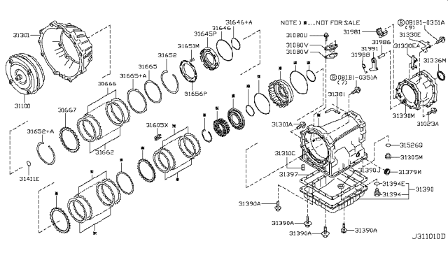 2014 Nissan Xterra Torque Converter,Housing & Case Diagram 1