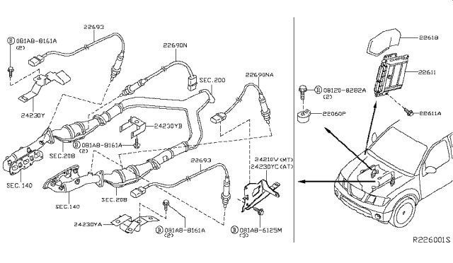 2006 Nissan Xterra Engine Control Module Diagram for 23710-EA265