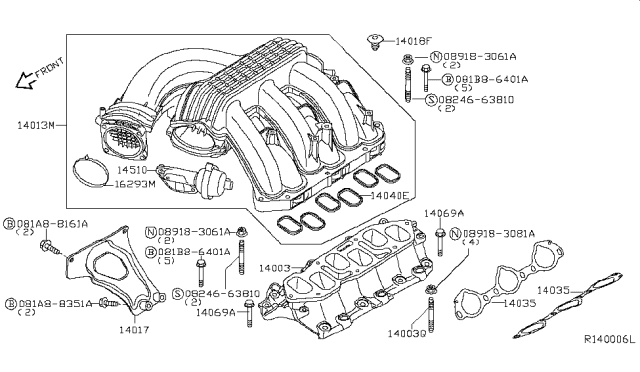 2013 Nissan Xterra Manifold Assy-Intake Diagram for 14001-9BF0A