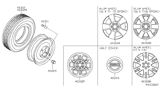 2006 Nissan Xterra Road Wheel & Tire Diagram 1