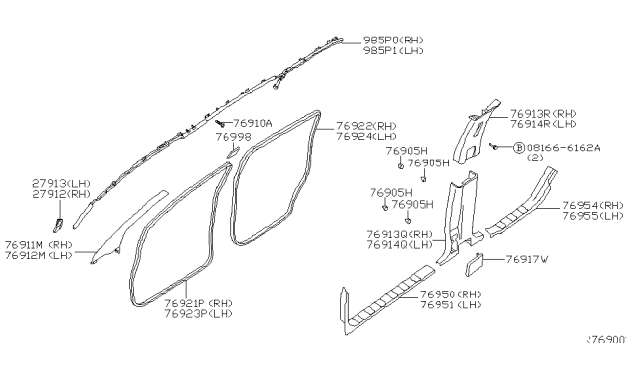 2006 Nissan Xterra Body Side Trimming Diagram