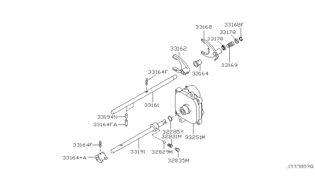 2005 Nissan Xterra Transfer Shift Lever,Fork & Control Diagram 3