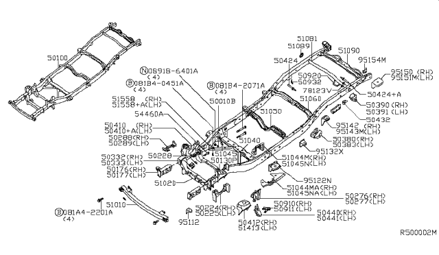 2009 Nissan Xterra Frame Diagram for 50100-EA30A