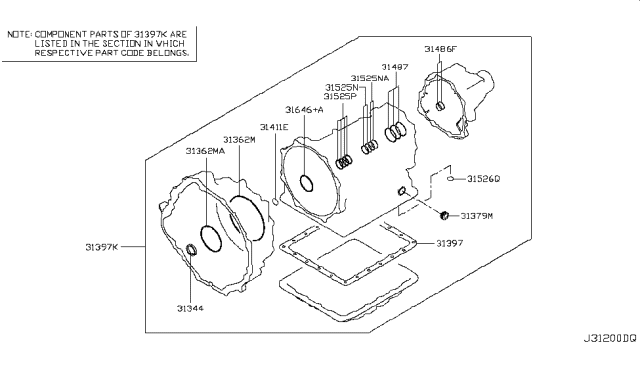 2015 Nissan Xterra Gasket & Seal Kit (Automatic) Diagram 1