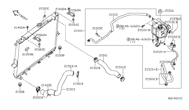 2014 Nissan Xterra Radiator,Shroud & Inverter Cooling Diagram 4