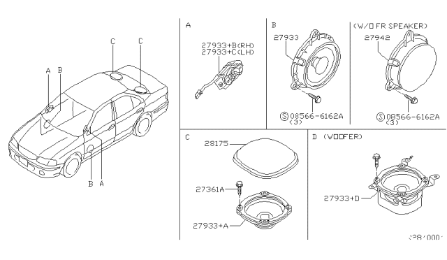 2001 Nissan Sentra Cover-Speaker Diagram for 28190-AD100
